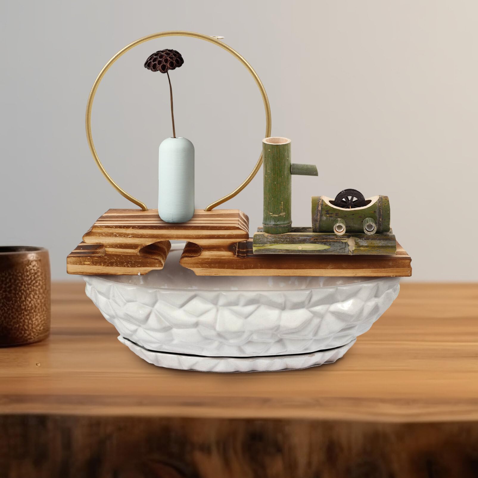 Luxshiny Portaincienso De Cono De Reflujo con Base De Madera para Decoración Zen De Oficina y Hogar Soporte para Incienso Mesa Adorno De Estilo Clásico