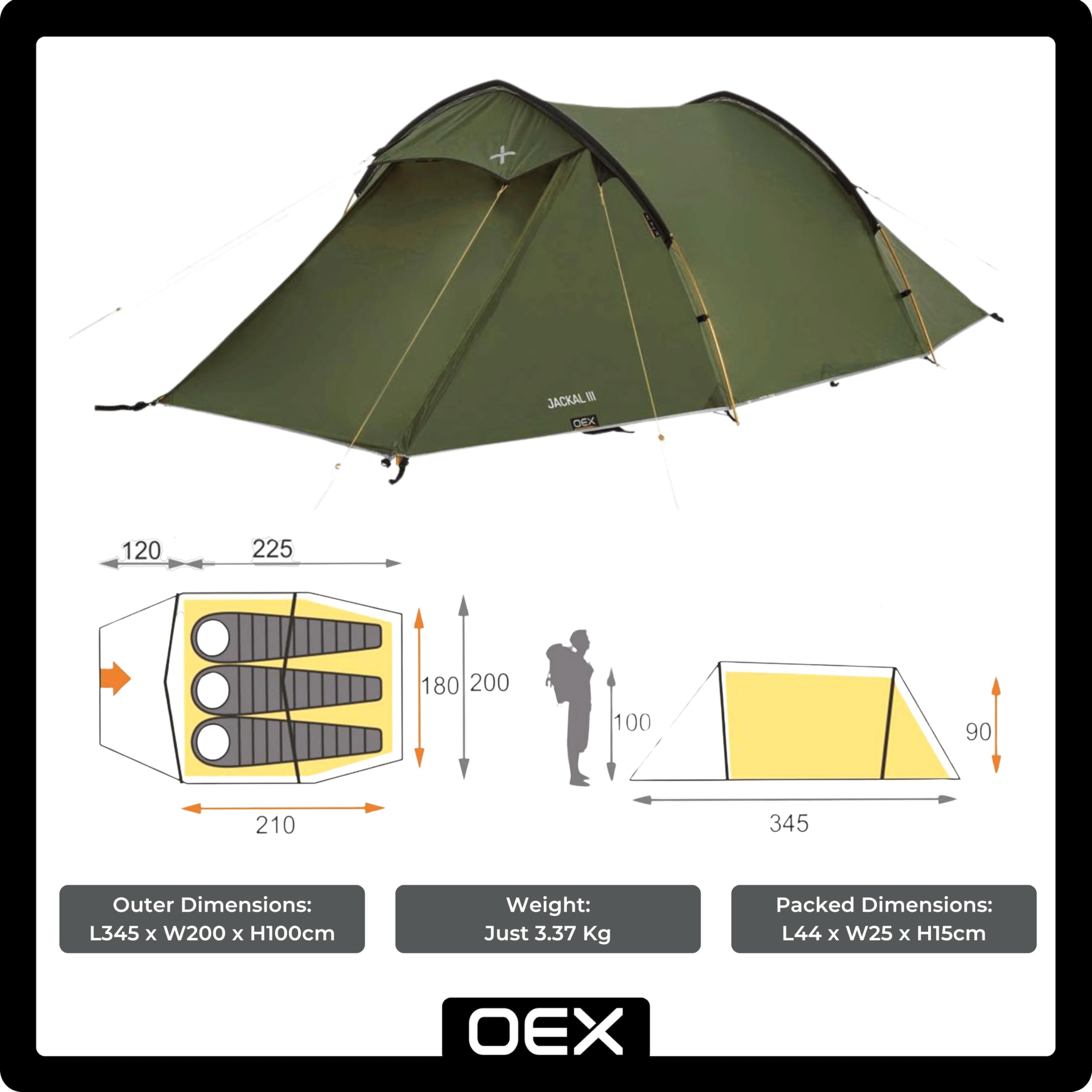 Amazon.co.jp: OEX Jackal III Lightweight Tunnel Design 3-Person