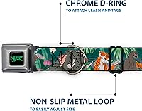 Vista 5 de Buckle-Down Collar de perro con hebilla de cinturón de seguridad The Jungle Book 8 Character Group Greens 9 a 15 pulgadas 1.0 pulgadas de ancho, 1