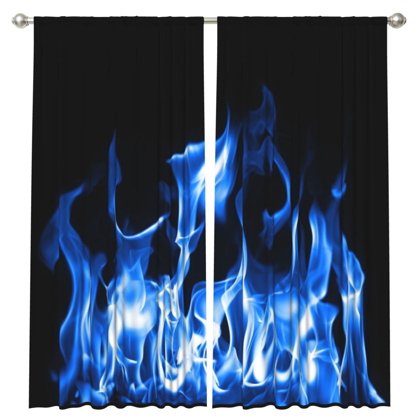 InOmak A Blue Fire, 2 Panels Window Curtains 52 x 84 Inch Blackout Curtains for Living Room Bedroom