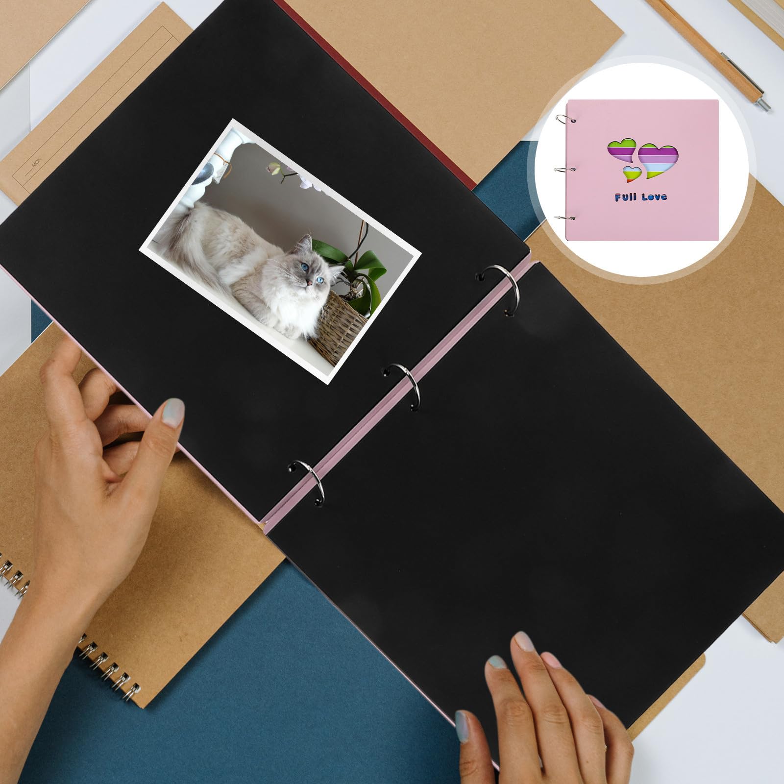 Álbum de Fotos de Madera Rosa DIY de 16 Pulgadas Forma de Corazón