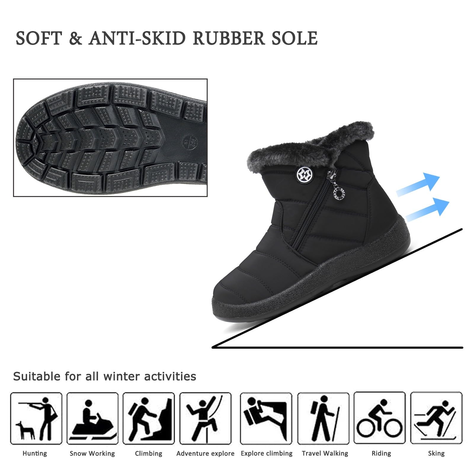 Hsyooes Stivali Donna Invernali Stivaletti Moda Stivali da Neve Foderato Caldo Scarpe da Inverno Impermeabili