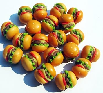Mixed Assorted 20 Lovely Hamburger Bakery Dollhouse Miniature Food