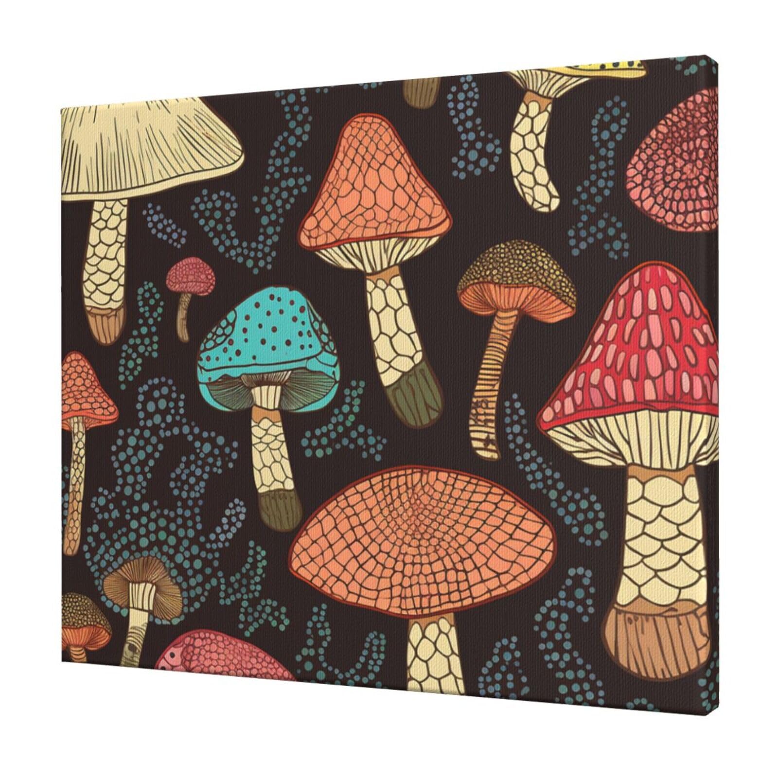 FodPand Mushroom Canvas Wall Art for Living Room Wall Decor 20"x24" Modern Artwork Painting Pictures Hanging Canvas Prints Aesthetic Wall Art for Bedroom Bathroom Office Wallart Decor