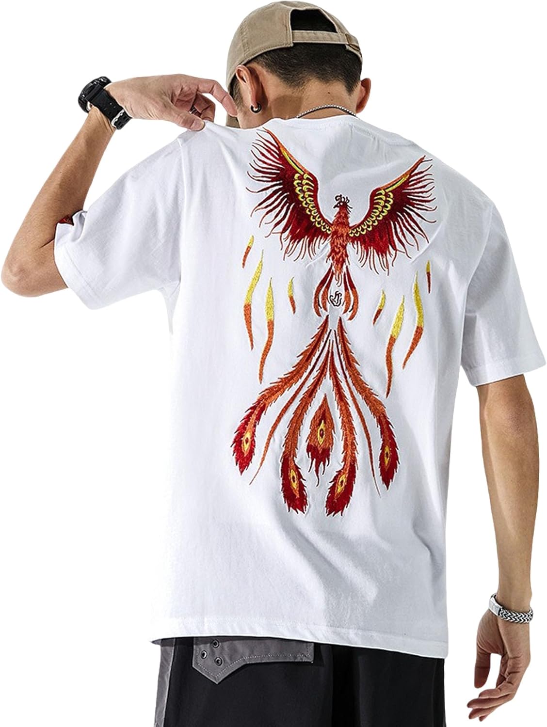 Men's Summer Phoenix Embroidered T Shirt Chinese Style Street Fashion Shirt Anime Mens Shirts Graphic Tee Shirts - Image 6