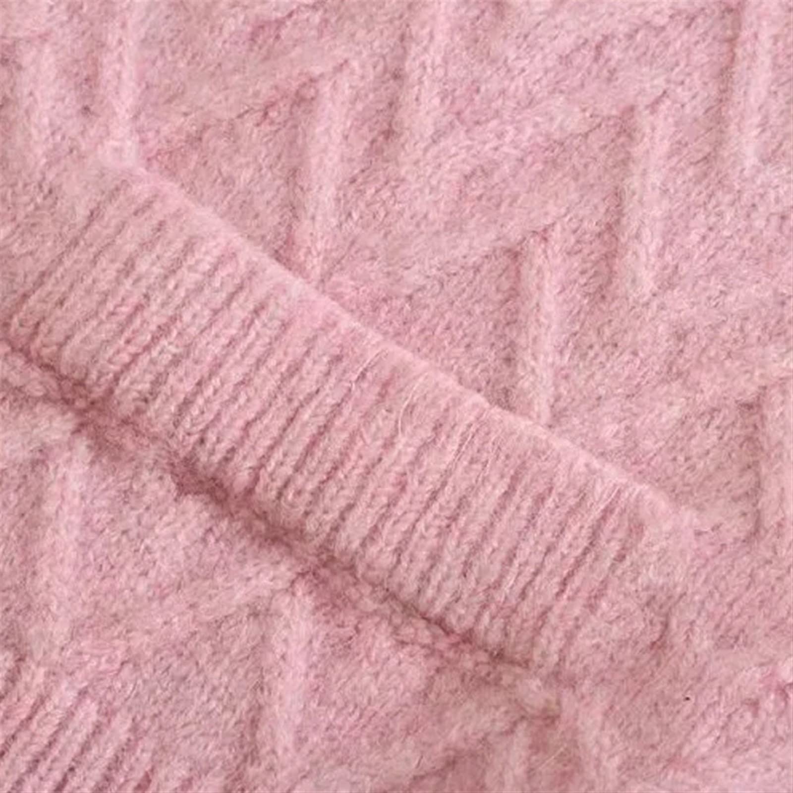 Damskie swetry sweter damski dzianinowe kardigany dekolt w serek różowy kardigan damski top z długim rękawem kieszeń damska dzianinowa kurtka