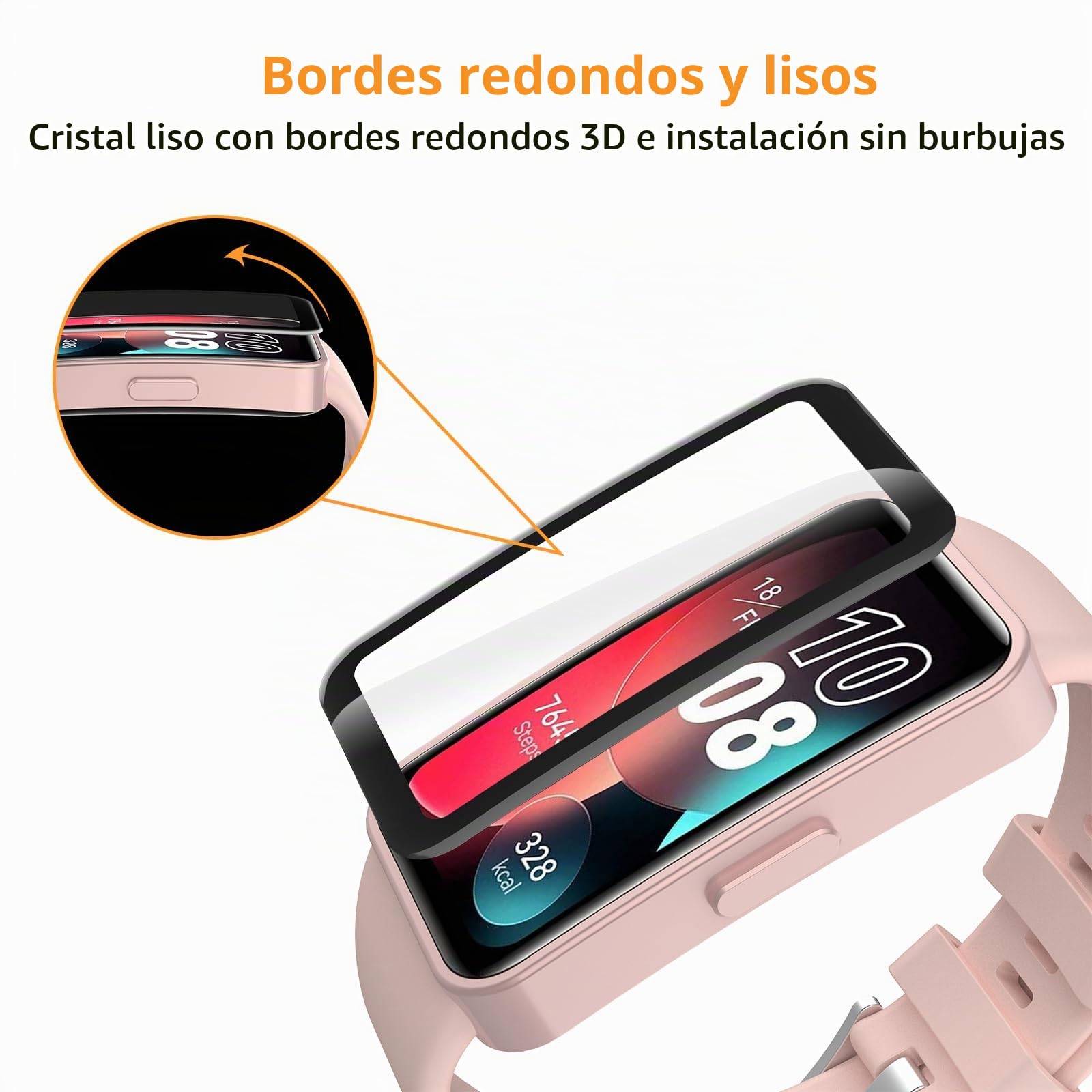 Pack De 6 Protectores De Pantalla De Vidrio Templado Para Huawei Band 10, 9 Y 8, HD, Sin Burbujas, Antiarañazos