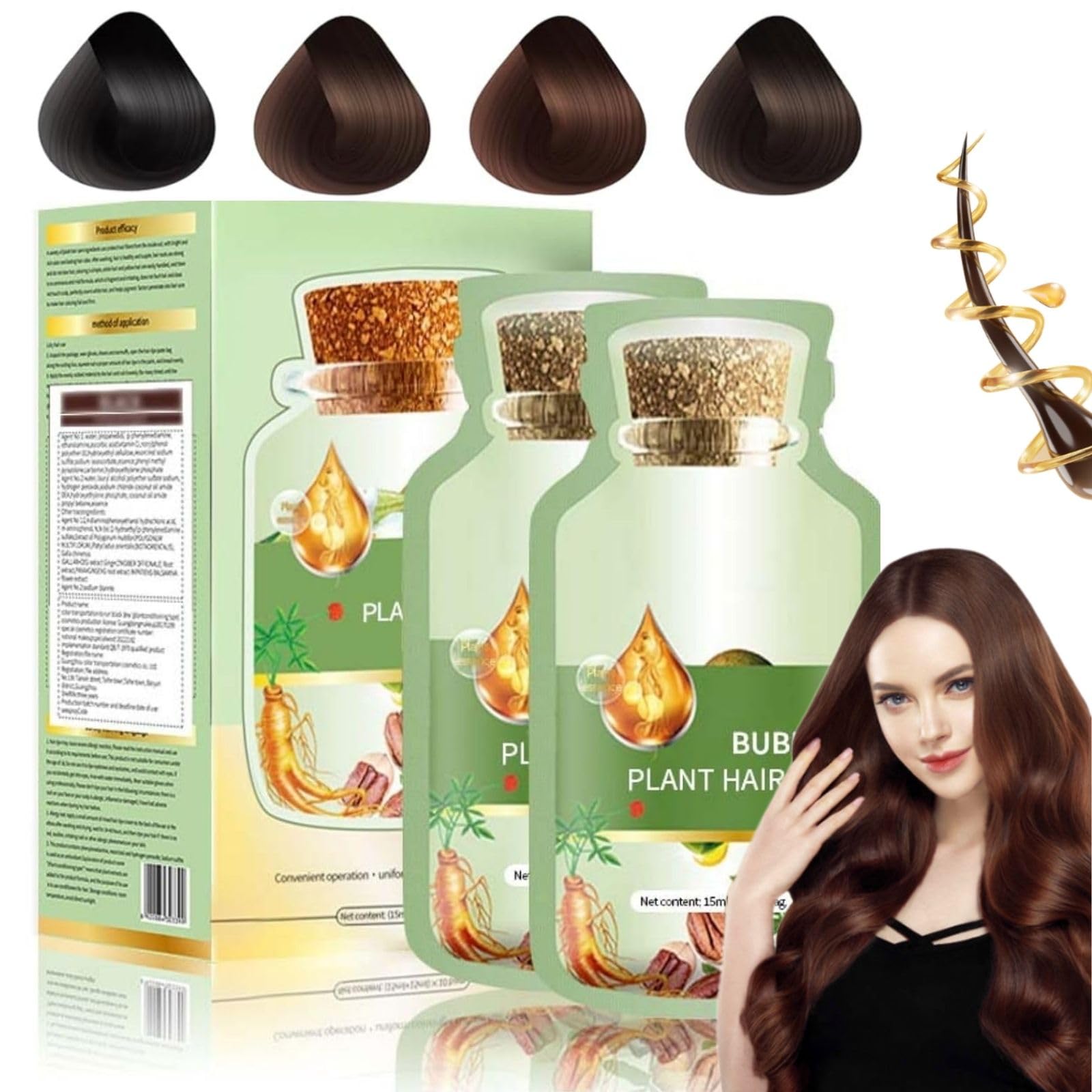 Bubble Plant Hair Dye,New Botanical Bubble Hair Dye Hair Dye Shampoo for Women Men 20ml 10Packs/Box (Dark Brown)
