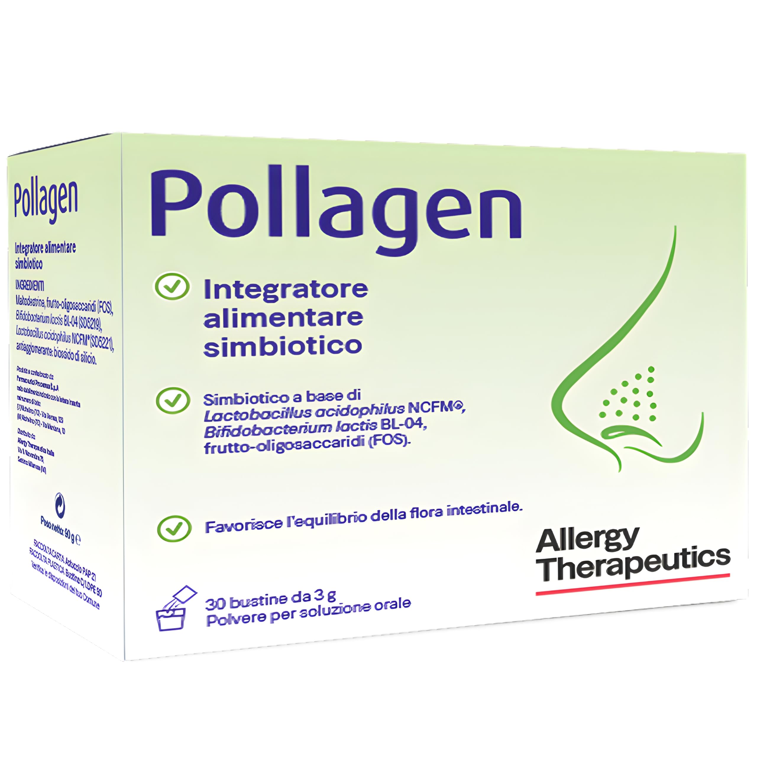 Pollagen® Integratore Alimentare Simbiotico con Ceppi Probiotici Lactobacillus Acidophilus Bifidobacterium Lactis per Favorire l’Equilibrio della Flora Intestinale Adulti e bambini 30 Bustine