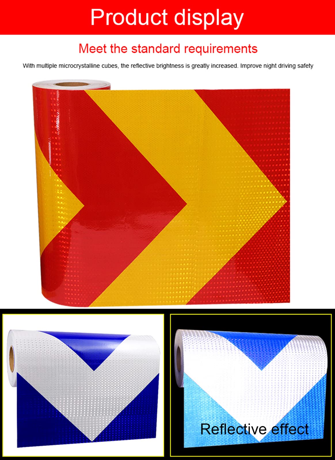 Cinta Reflectante Cinta de precaución de Seguridad Cinta Adhesiva Impermeable de Alta Visibilidad for Remolque, Exteriores, Coches(Blue White)