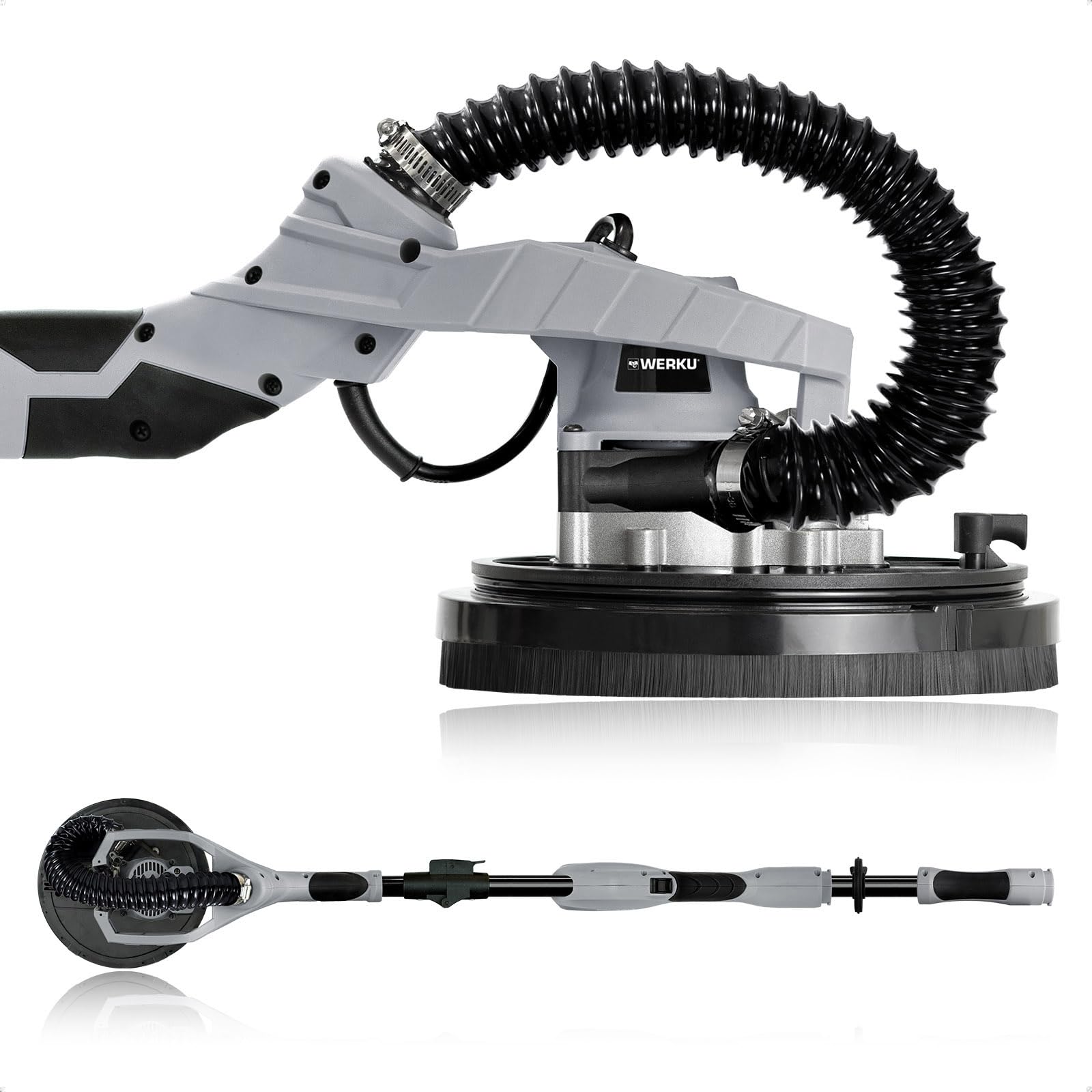 Werku WK403430, Lijadora Circular Paredes-Techos Inalámbrica, Calidad Profesional, Potencia 20 V, Disco 225 mm, Incluye Disco Lijado y Manguera Aspiración, No Incluye Batería y Cargador