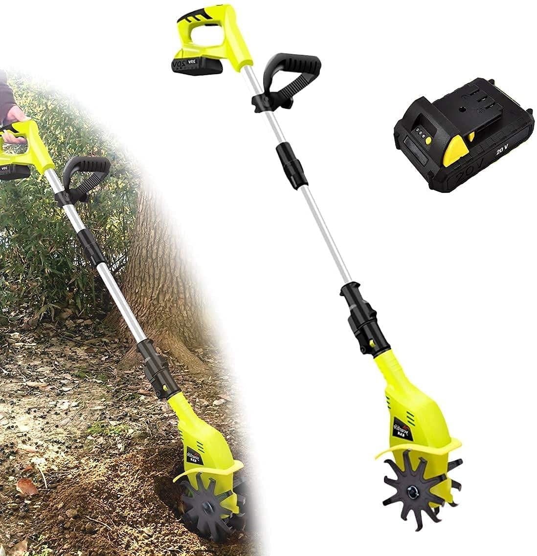 Cultivadores Eléctrico Inalámbrico, Ligero 97cm-127cm Poste Retráctil, Cultivador Eléctrico con Batería De Litio 4Ah Y Cargador Rápido