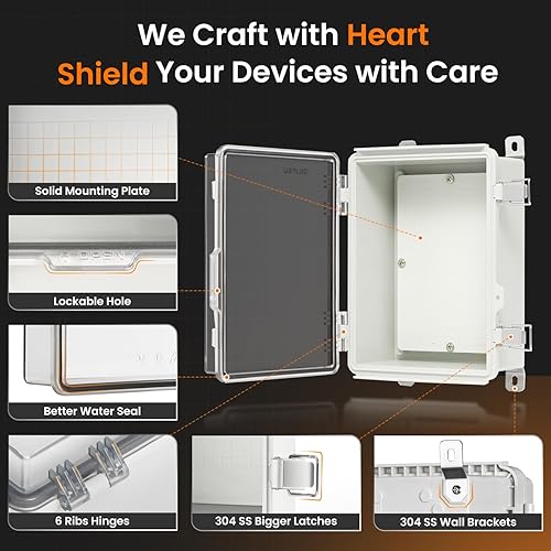 Miniatura 4 de QILIPSU UL94-V0 Caja eléctrica al aire libre 8.3"x6.3"x3.9" Caja de conexiones impermeable resistente a la intemperie PCABS aleación de plástico