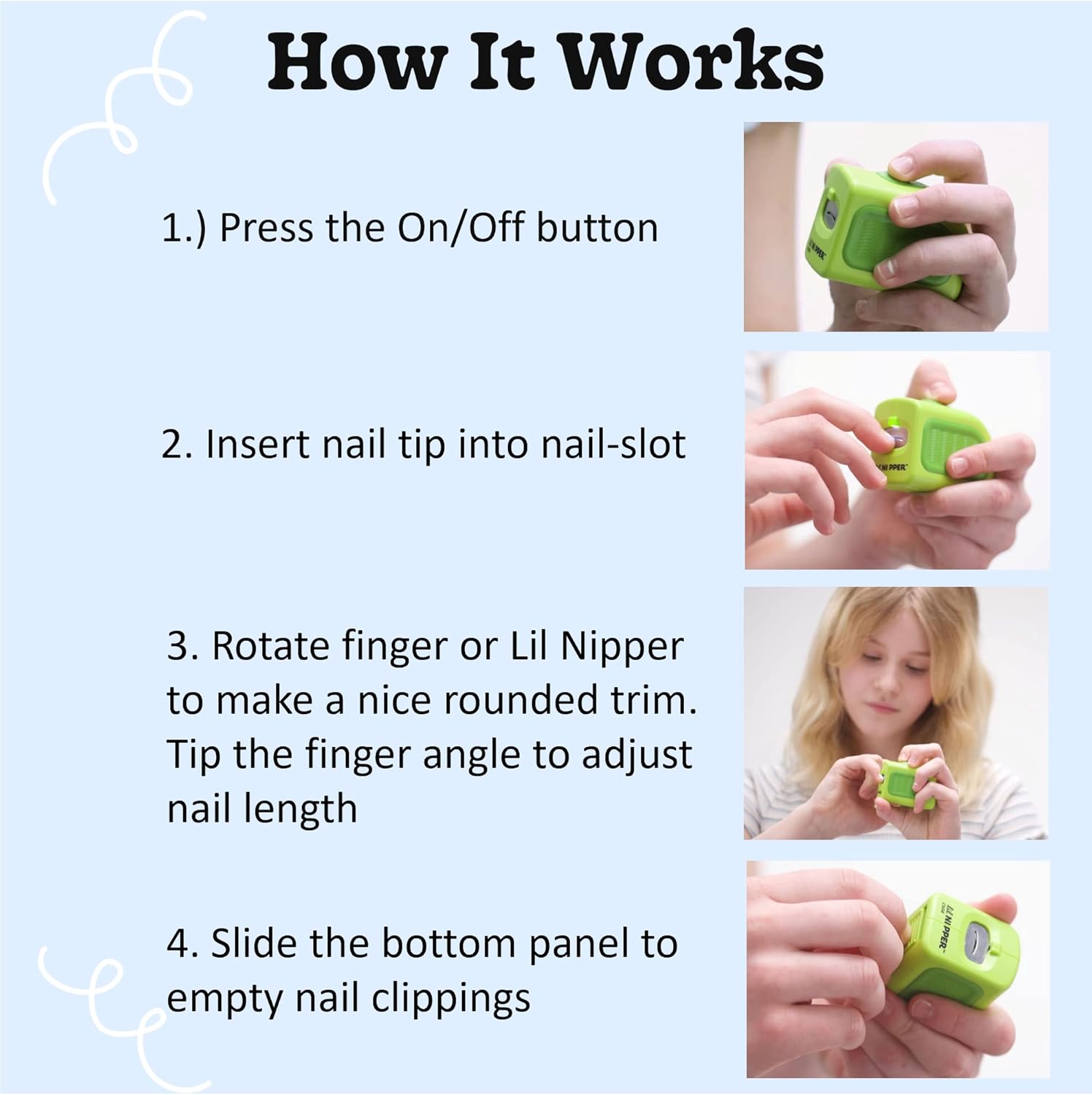 Electric Nail Clipper with Catcher for Kids, Children, Tweens - Safe and Easy to Use. Rechargeable Safety Fingernail Trimmer for Kids 5-12 yrs Old