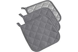 DII Basic Terry Collection Gray Kitchen Quilted Cotton 3 Piece Potholders