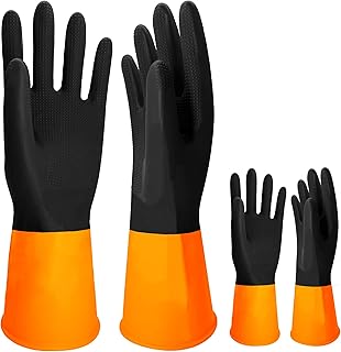 Sponsored Ad - ROYAKI Chemical Resistant Cleaning Gloves, L-XL Set of 2 Pairs Rubber Gloves for Dishwashing , Heavy Duty L...