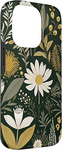 Vista 42 de Funda botánica retro para iPhone 11 Pro Max con diseño botánico bohemio y verde oliva