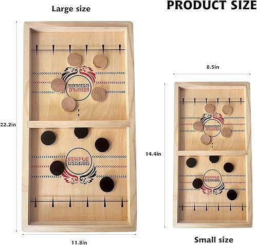 Miniatura 6 de SIMPLE WINNER Sling Puck Game,Wooden Paced Football Slingshot Game,Hockey Board Game for a Party with Friends (Large(22.2x11.8inch))