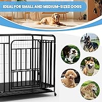 Vista 5 de Jaula indestructible para perros extra grande de 38 pulgadas, puerta doble, a prueba de escapes, fácil de limpiar, resistente para perros
