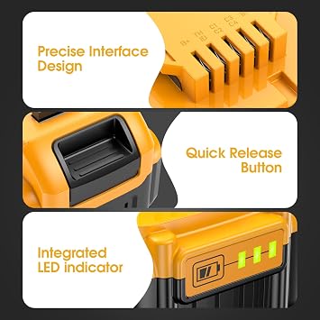 Upgraded 2 Pack 20v Max 6.0mAh Replace Battery for DE-Walt, DCB200 DCB201 Replacement Battery with DCB201 Battery Charger Station