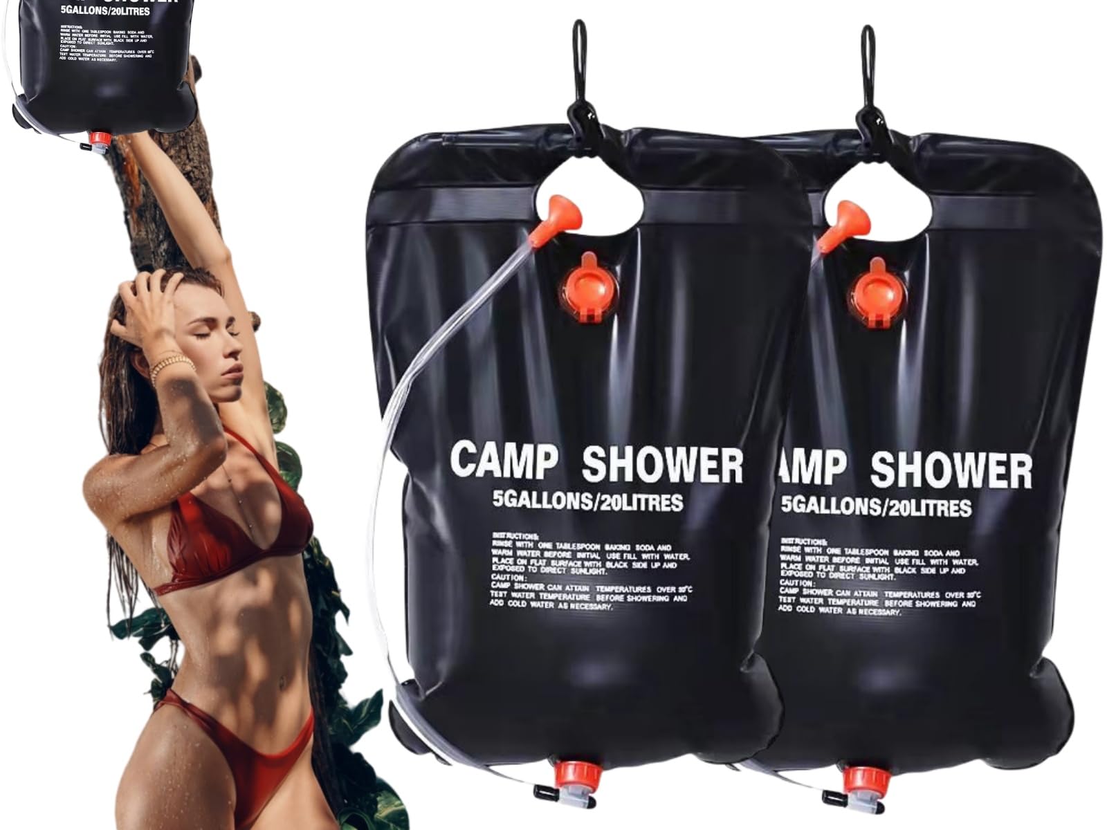 Doccia Solare Campeggio,2pcs Doccia da Campeggio,Doccia Portatile,Doccia Solare Camping,Riscaldamento da Sole Borsa da Campeggio,Borsa da Campeggio Solare,Doccia Sacca Portatile
