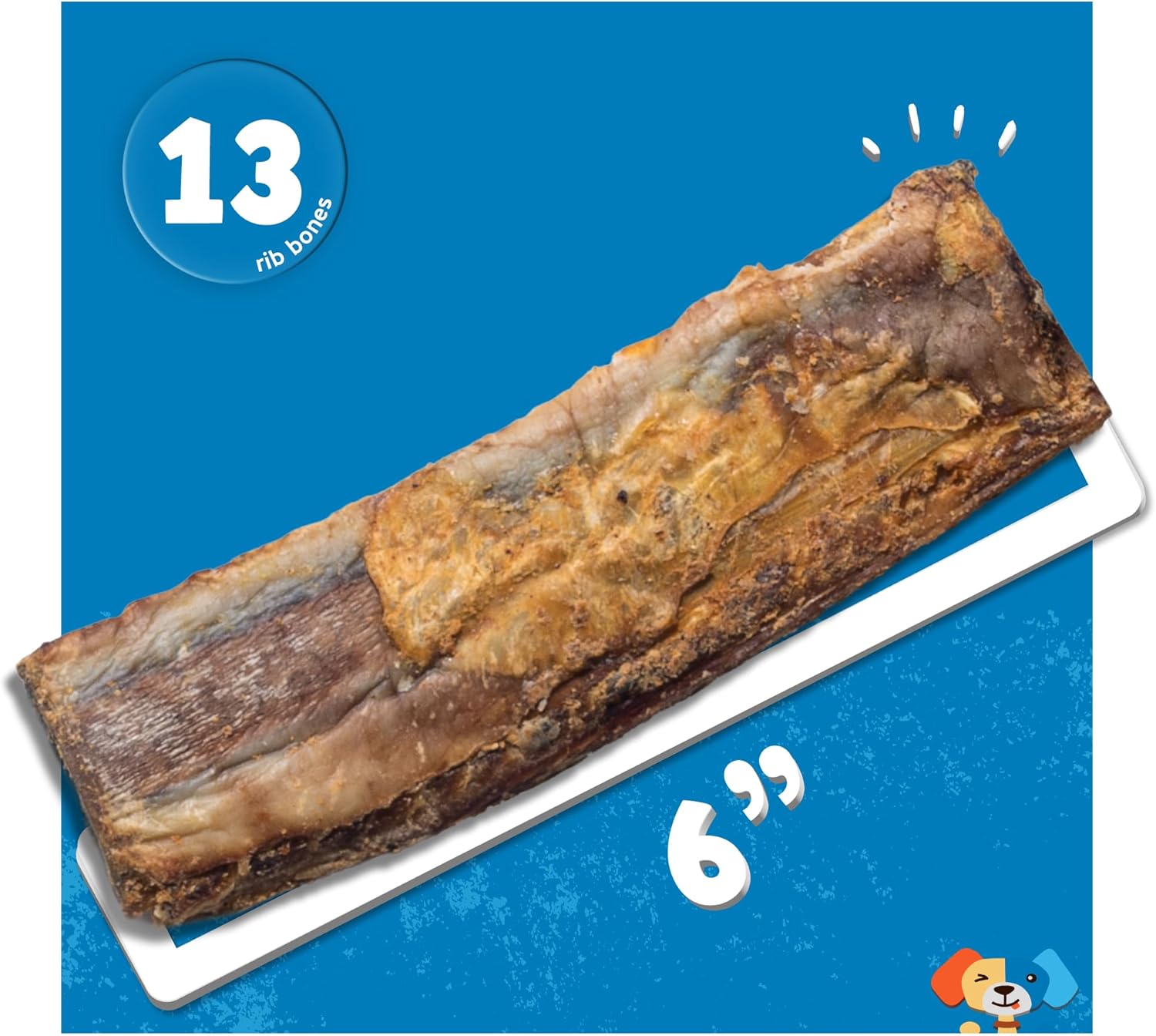 Jack&Pup 6" Rib Bones for Dogs (13 Pack) - Beef Bone for Dogs, Flavorful Real Dog Bones