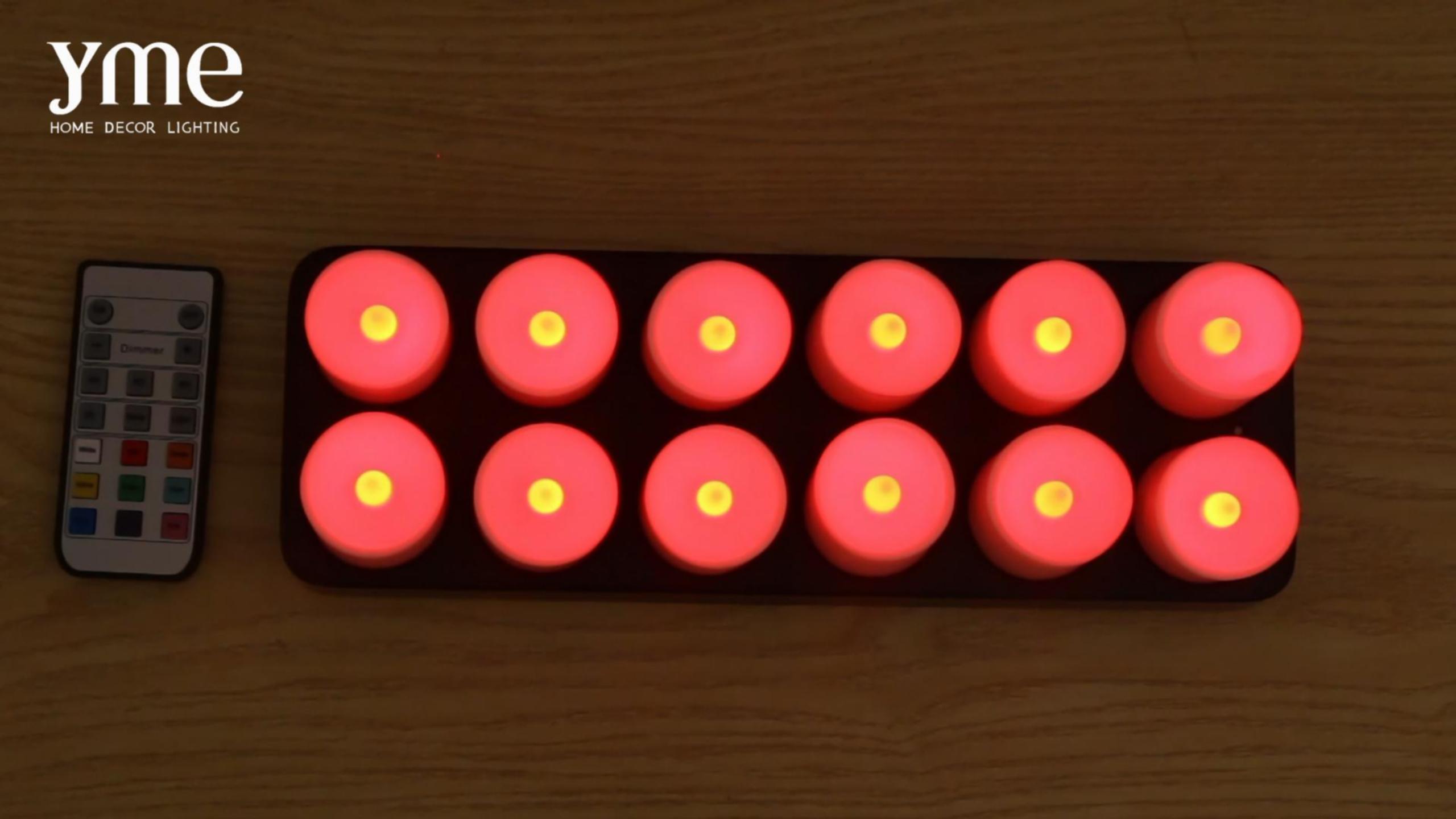 Image of Yme Rechargeable Color Changing Tea Lights Candles with Remote & Timer | 9 RGB Modes, Flameless LED Votives, Battery Operated Tealights with Charging Base, for Halloween Christmas Party Decor, 12PCS