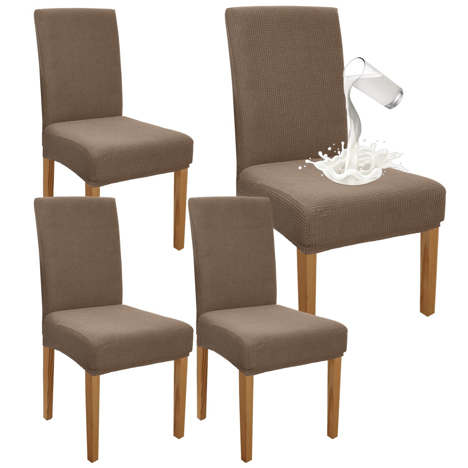Pack 4 Coprisedia Elastici VISTE TU HOGAR - 100% Poliestere, Impermeabili, Design Diamante, Cammello, Adattabili 45-55 Cm - 2