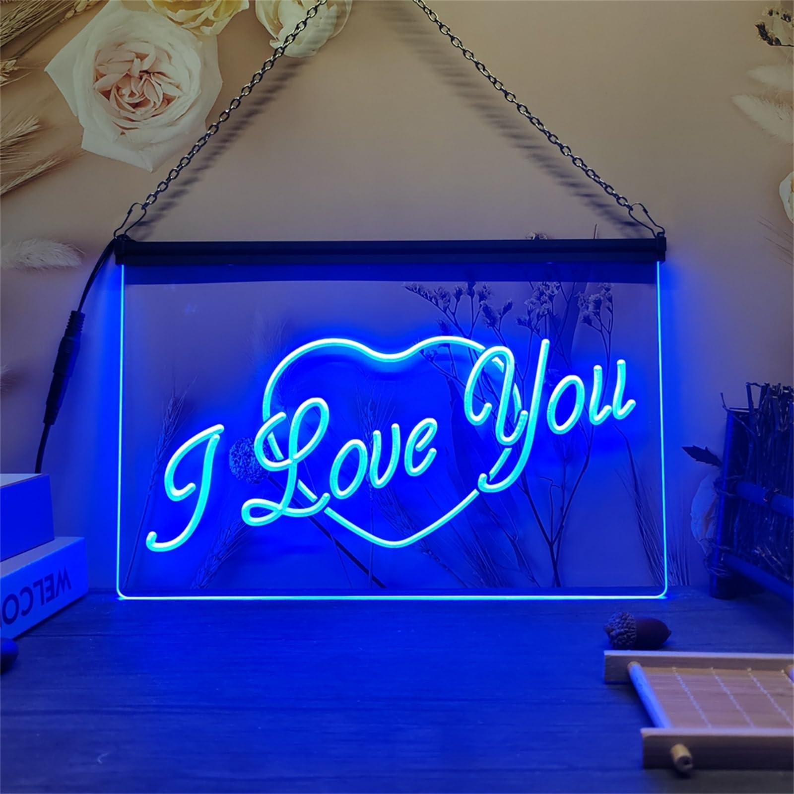 REWIS Te Amo Letrero de neón LED, corazón, Luces de neón con atenuación de 7 Colores, decoración Luminosa para Colgar en la Pared, alimentación USB con atenuador de Control Remoto,60x40cm