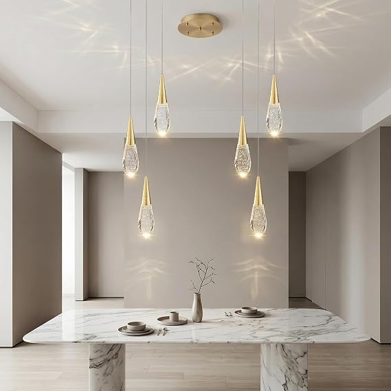 3-light Modern Gold Crystal Pendant Light, Mini Teardrop Crystal Ceiling Light Fixture, Raindrop Chandelier For Kitchen Island, Staircase, Foyer, Entryway, Bedroom, Dining Room And Living Room