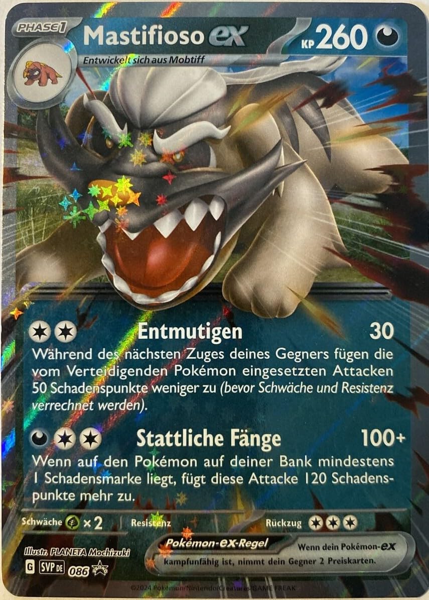 BB-Toy-Trades Compatible with Pokemon Mastifioso ex SVP-086 Crimson Purple Black Star Promo Card - German - Single Card