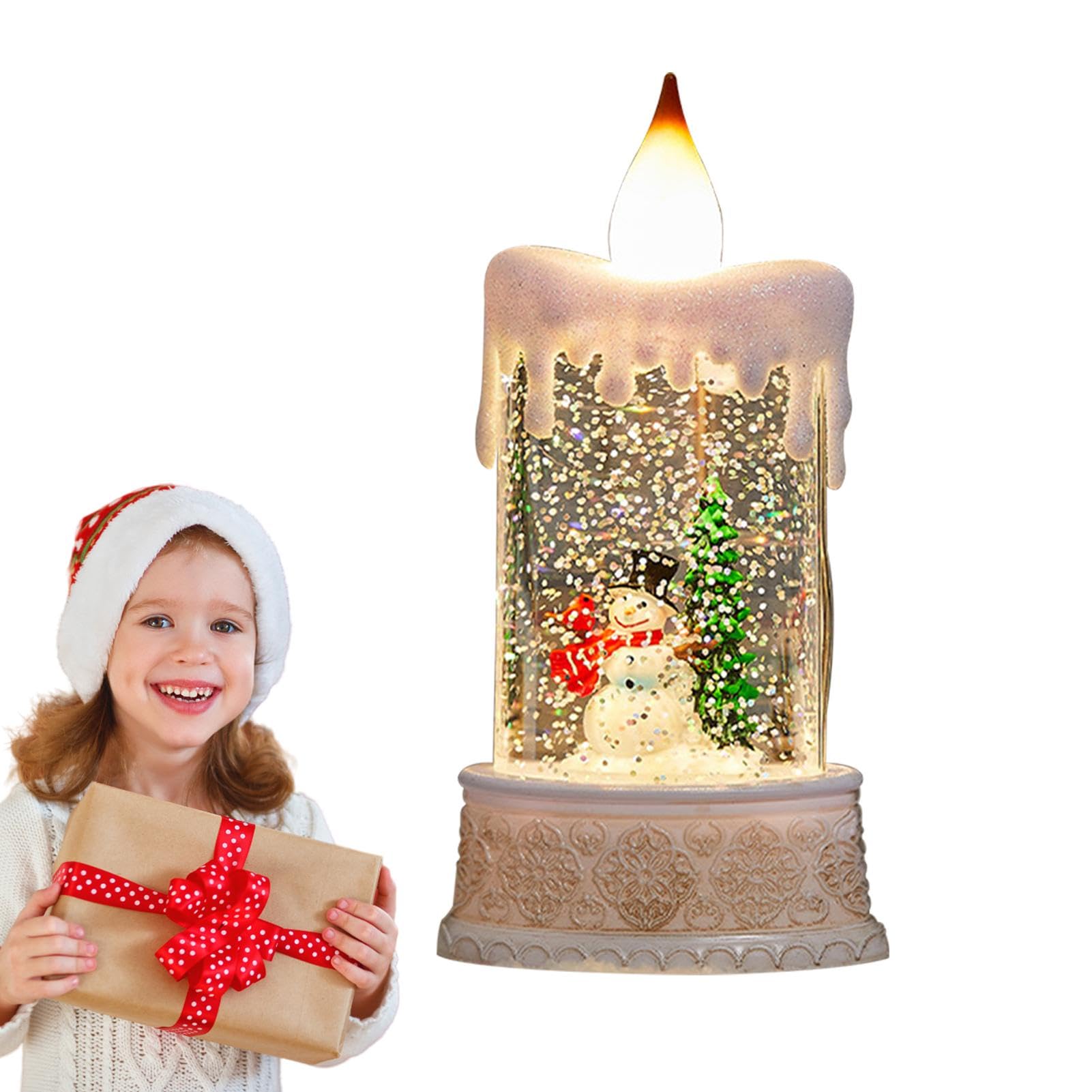 Amazon.co.jp: Shxupjn スノードームキャンドル、クリスマスグリッター