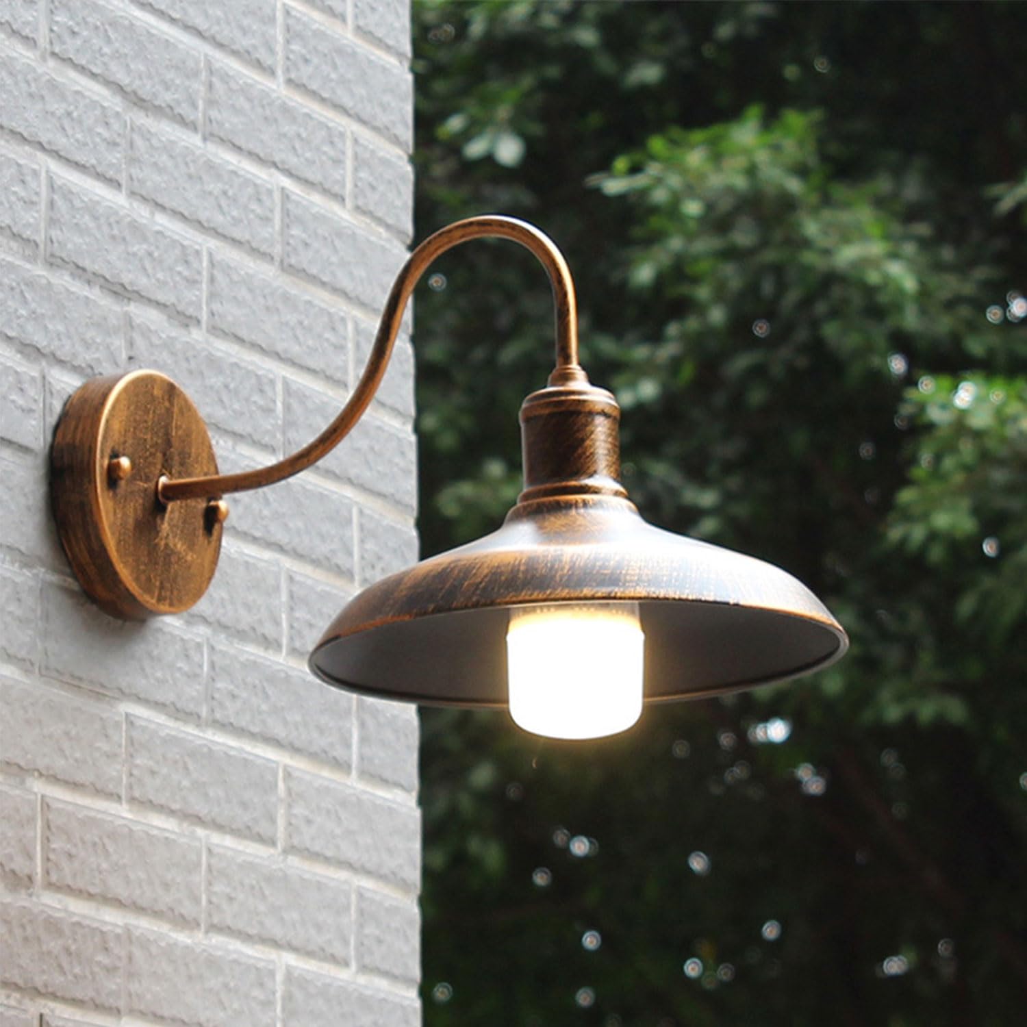 4 Pezzi Lampada da parete vintage per esterni IP54 Impermeabile Antiruggine Applique da parete in ferro a collo d'oca Luce da fienile E27 Luci da portico per esterni per patio