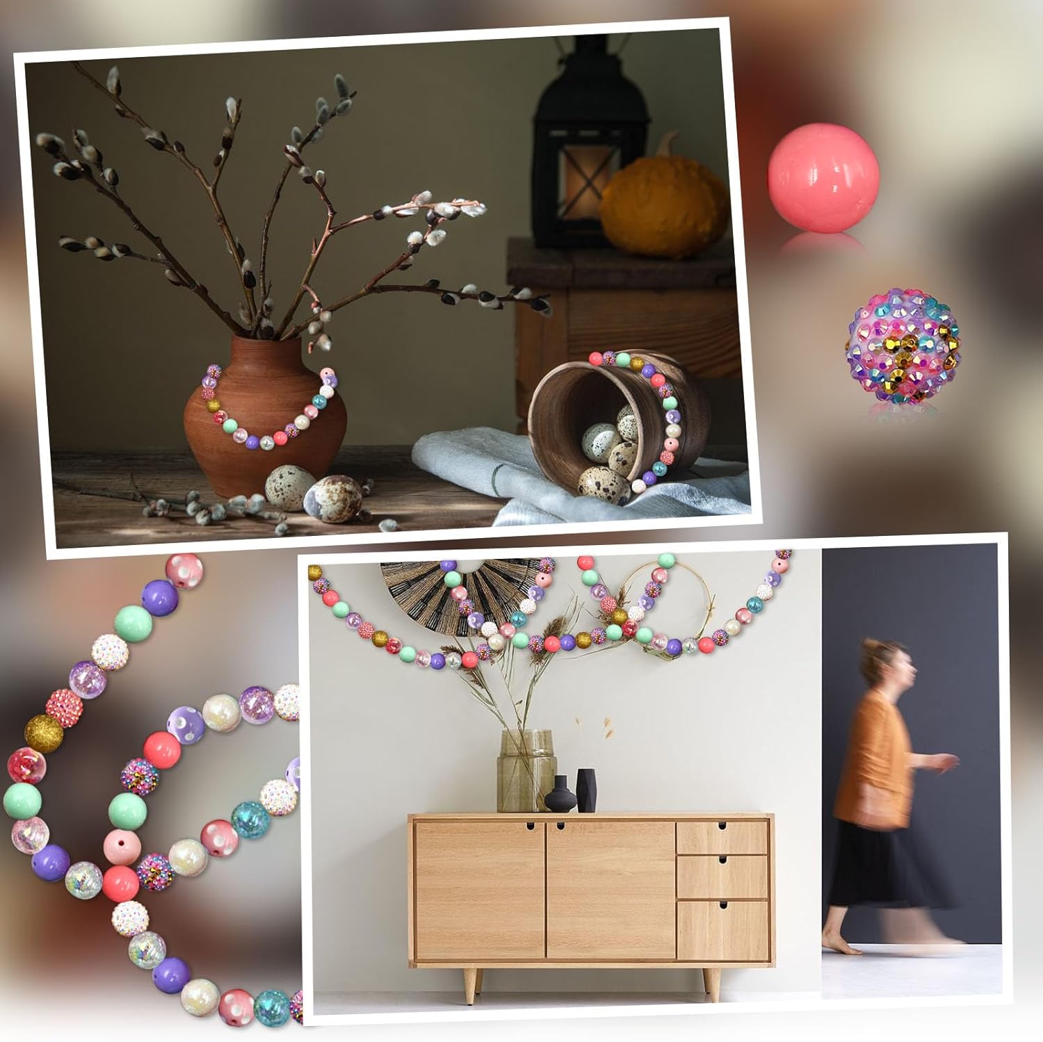 50Pcs Chunky Bubblegum Beads, 20mm Chunky Bubble Gum Beads for DIY Beadable Pens Bracelets Necklaces Pearl Beaded Craft Jewelry Making (Light Colored) - Image 5