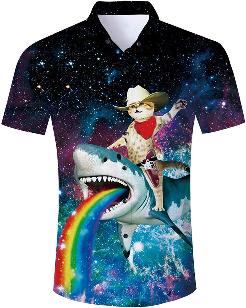 ALISISTERMens Hawaiian Shirt 3D Print Casual Button Down Ugly Shirts Beach Holiday Aloha Short Sleeve Shirt