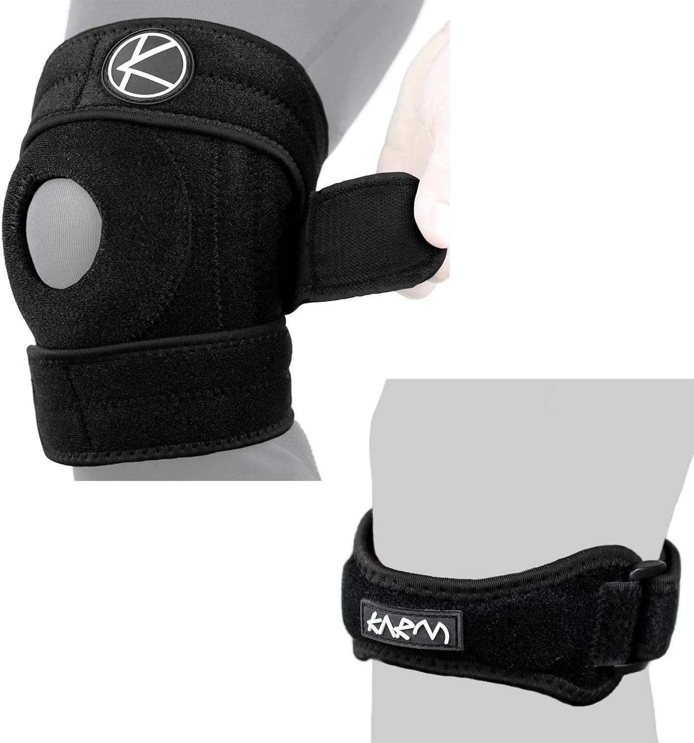 Plus Size Knee Support Bundle 1 Plus Size Copper Knee Brace (Black) and 1 Patella