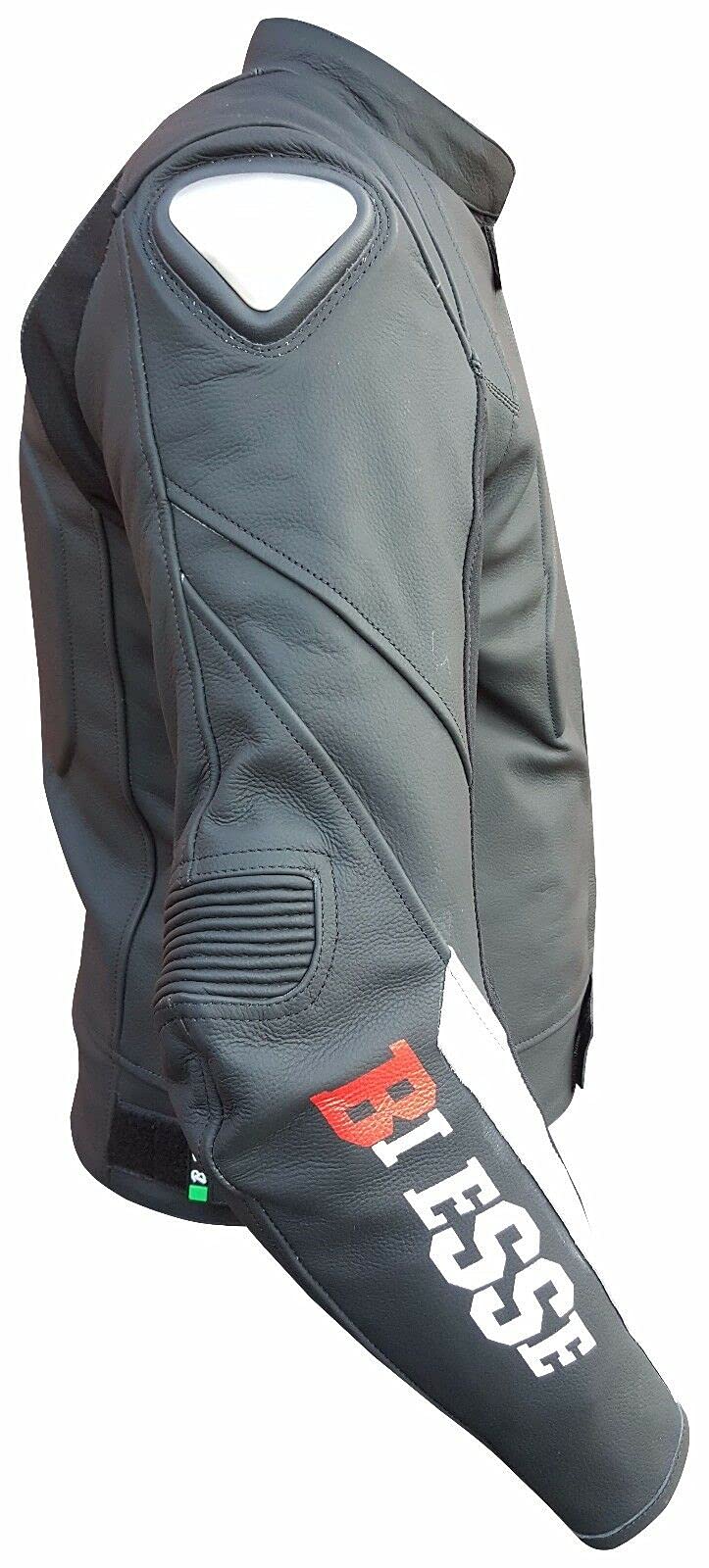 BI ESSE - Giacca da Moto in pelle uomo, regolabile completa di protezioni Giubbino termico sfoderabile giubbotto tecnico motociclista