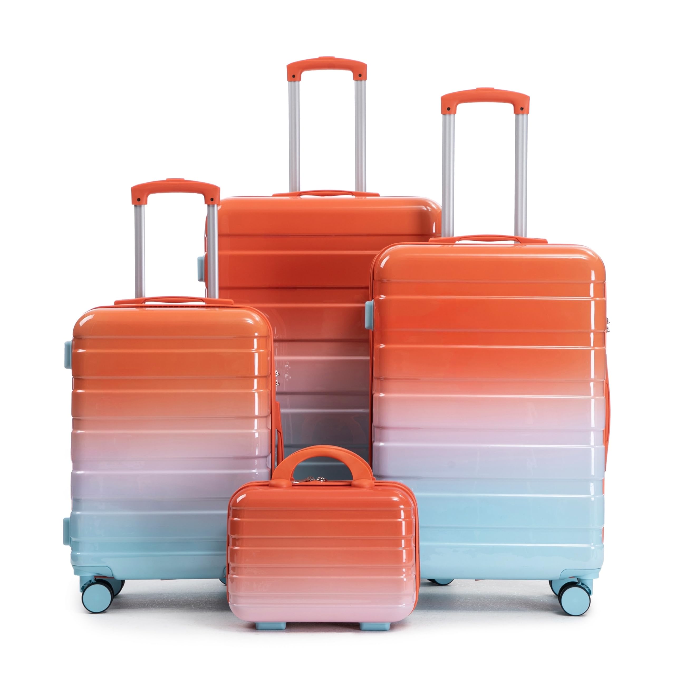 LIFEISLE Hartschalen-Koffer Trolley Handgepäck Rollkoffer, Reisekoffer Set mit 4 Rollen, 4er Gepäckset, Blau + Rot