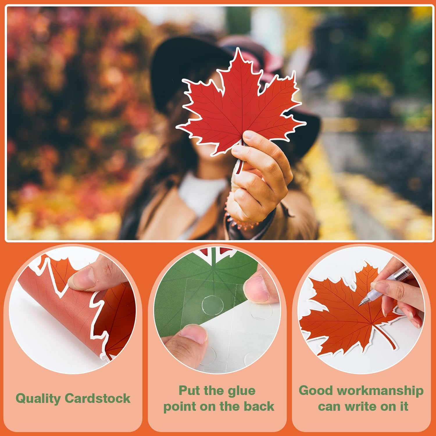 500 Pieces Fall Bulletin Board Decorations Fall Maple Leaves Paper Cutouts for Classroom Fall Leaves Cutouts with Glue Point Dots for School Bulletin Board Thanksgiving Party Decoration 5.9 x 5.9 Inch