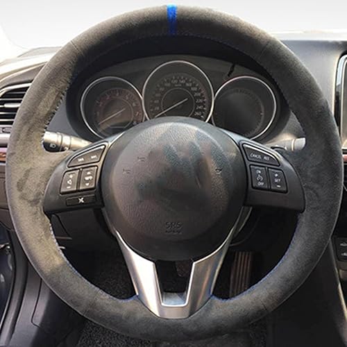 BORATO Cubierta de volante de gamuza para coche, para Mazda 3 Axela Mazda 6 Atenza Mazda 2 CX-3 CX3 CX-5 CX5 Scion iA