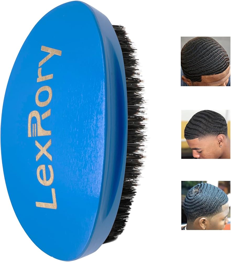 LexRory Wave Brush 360 Degree Curved for Men - Medium Hard Hair