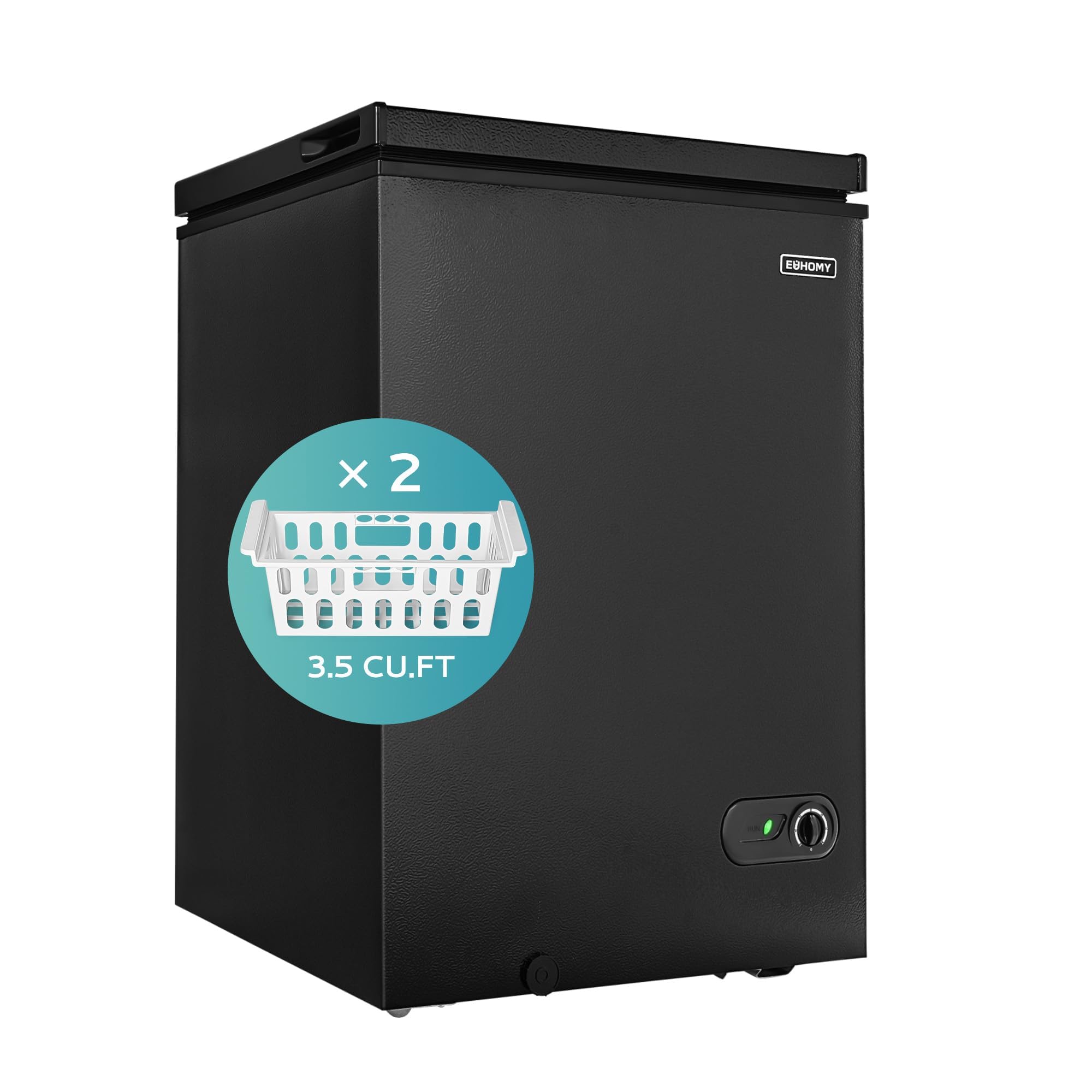 EUHOMY 3.5 cubic feet chest freezer in black with removable baskets
