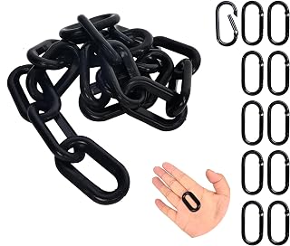 60 Feet Plastic Barrier Chain Black,1.5-Inch Link Diameter Safety Barrier Chain,Large Plastic Chain,6MM Plastic Barrier Chain,Plastic Chain Links
