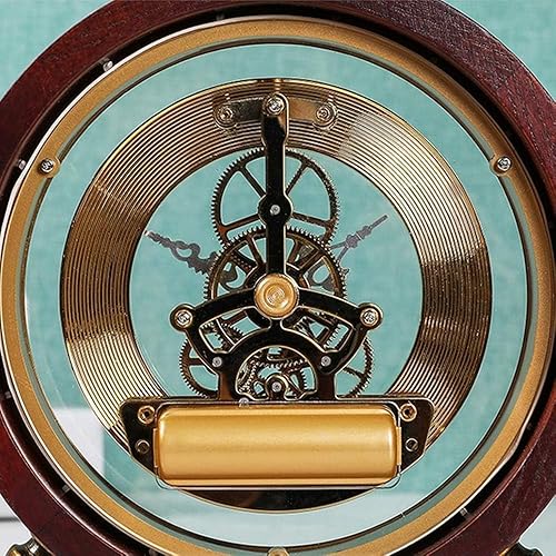 Miniatura 4 de Reloj de mesa silencioso vintage, reloj de mesa retro, reloj de mesa redondo, funciona con pilas, movimiento de perspectiva, reloj de mesa para
