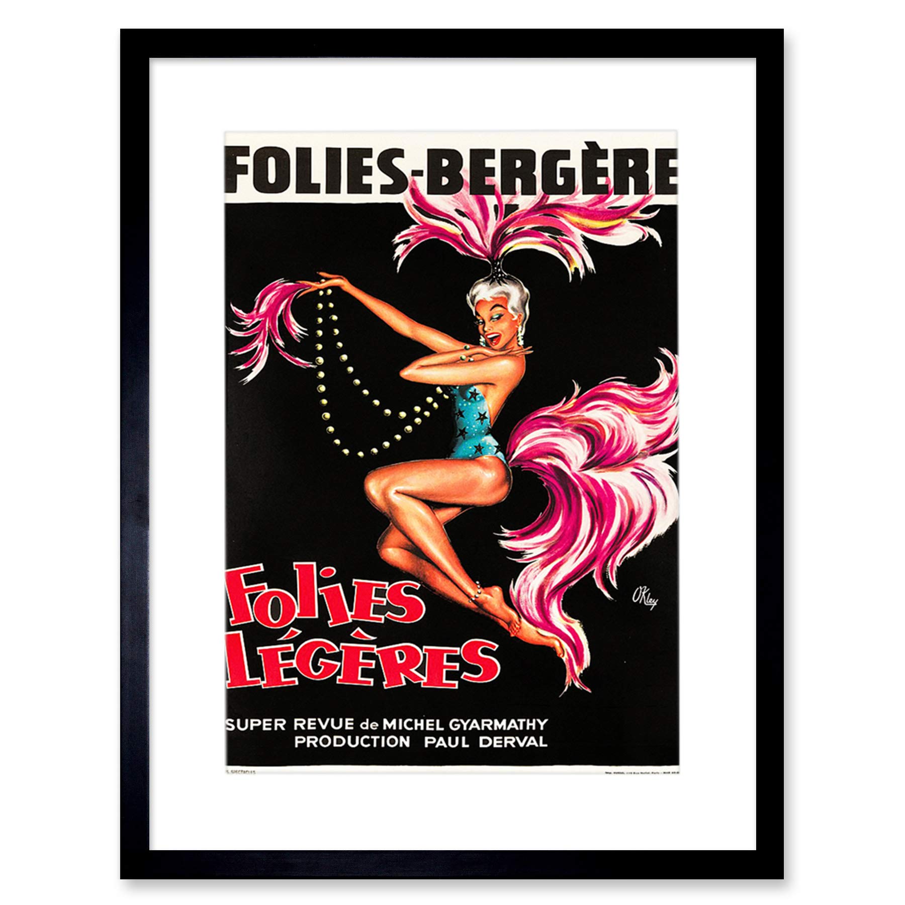 Wee Blue Coo Folies Bergere Cabaret Showgirl Artwork Framed Wall Art Print 12X16 Inch