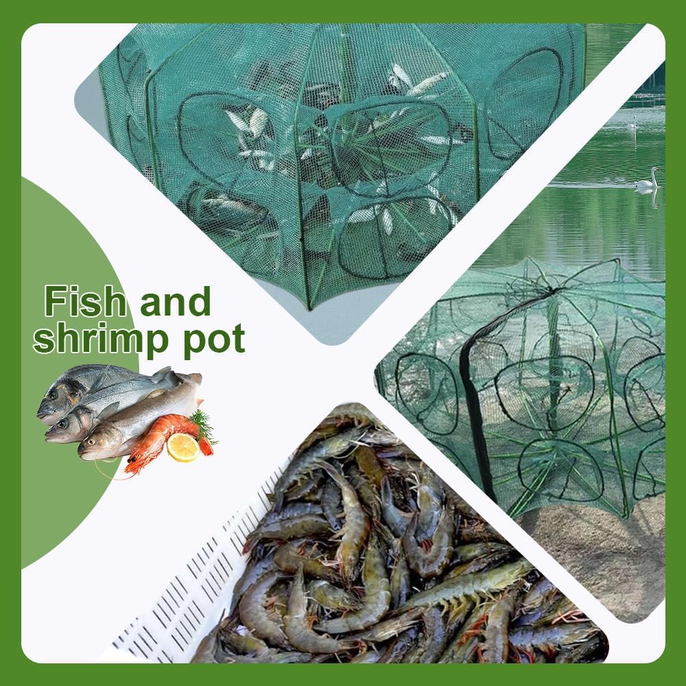 The Magic Foldable Fishing Trap, Folding Fishing Net，2024 Upgrade Auto-Foldable Strengthened Fishing Trap Net, Minnow Traps for Bait Fish，Fish Traps，Crawfish Trap，Minnow Trap