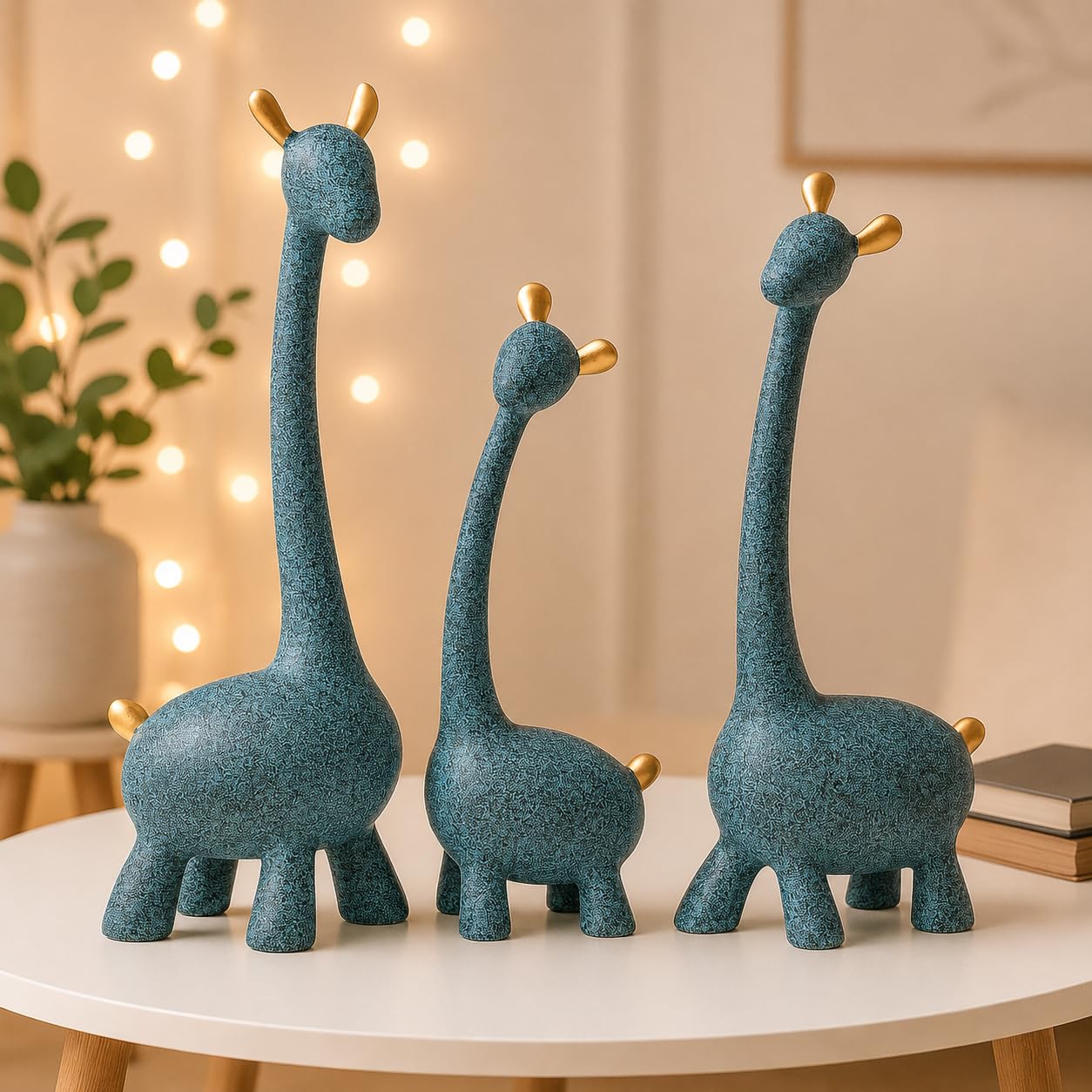 LADROX® Giraffe Sculpture Family of Three Statues Resin Sculptures for Home Decoration, Figurine Accessories, Art Gifts, Crafts, Desk Ornaments (Pack of 3, Blue Color)-image-47