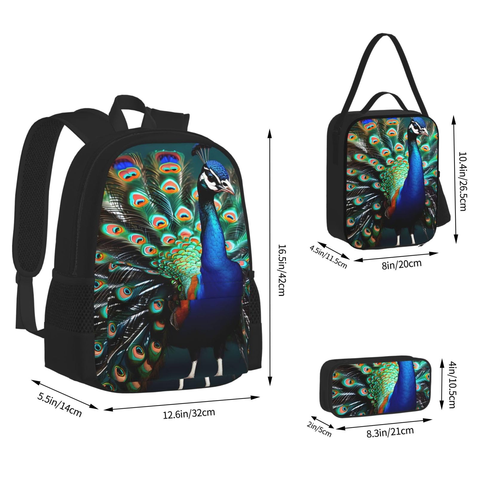 Zaino, borsa portapranzo, astuccio, set da 3 pezzi, per lavoro e