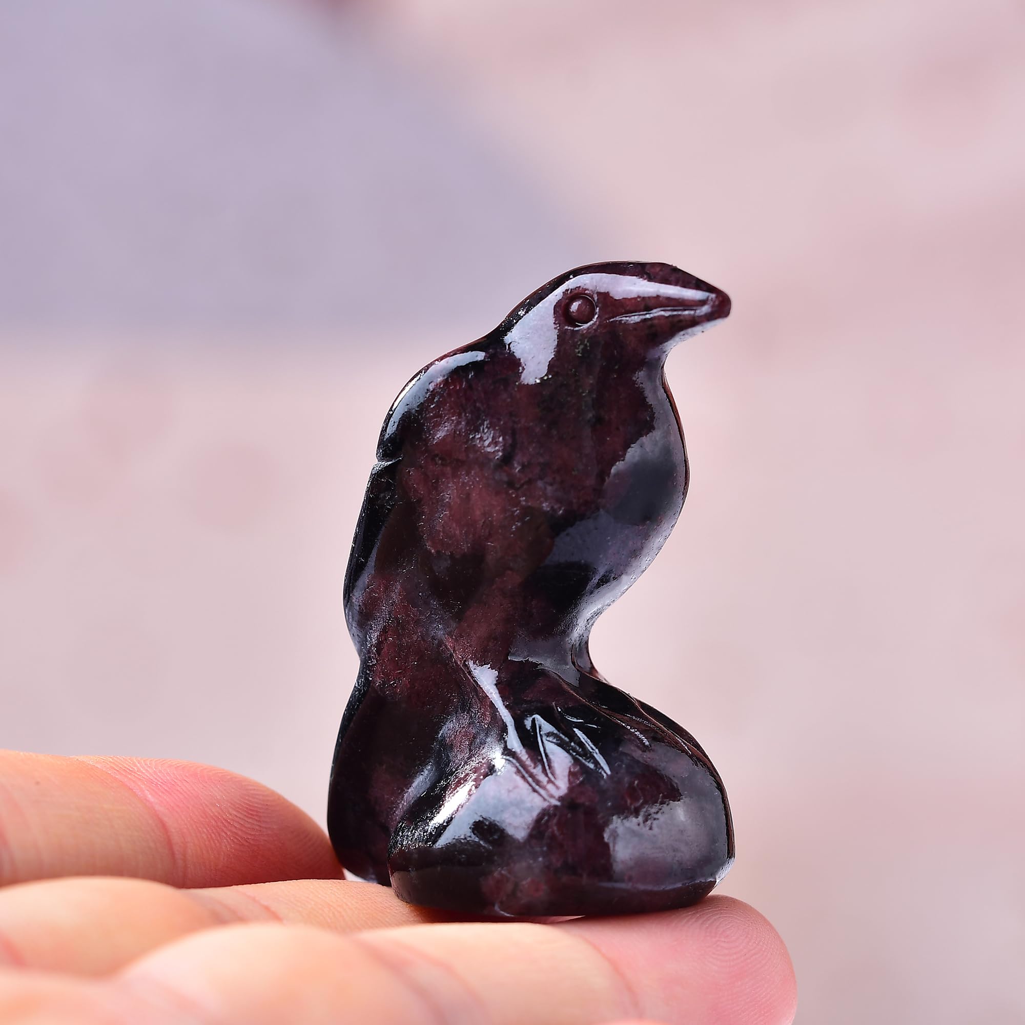 Amazon.com: WUYOUSHI Natural Garnet Crystal Raven Statue 2
