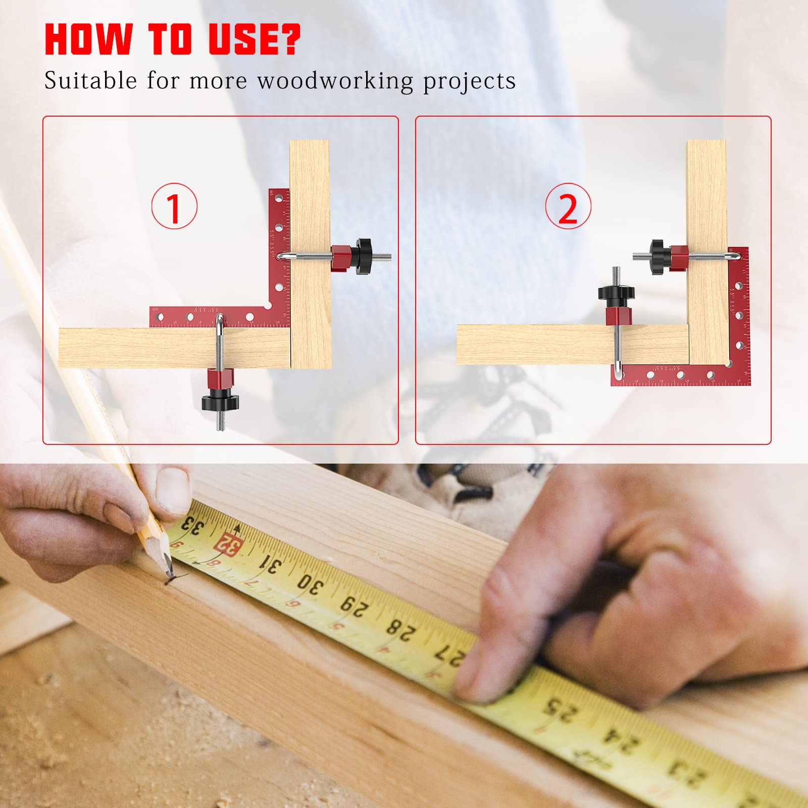 Takelablaze 90 Degree Corner Clamp Clamping Square Set Positioning Squares Right Angle Clamps Woodworking Tools For Picture Frame Box Cabinets Drawers, Set Of 12(3" 4" 6"), Angle Clamps - Canada - View #4